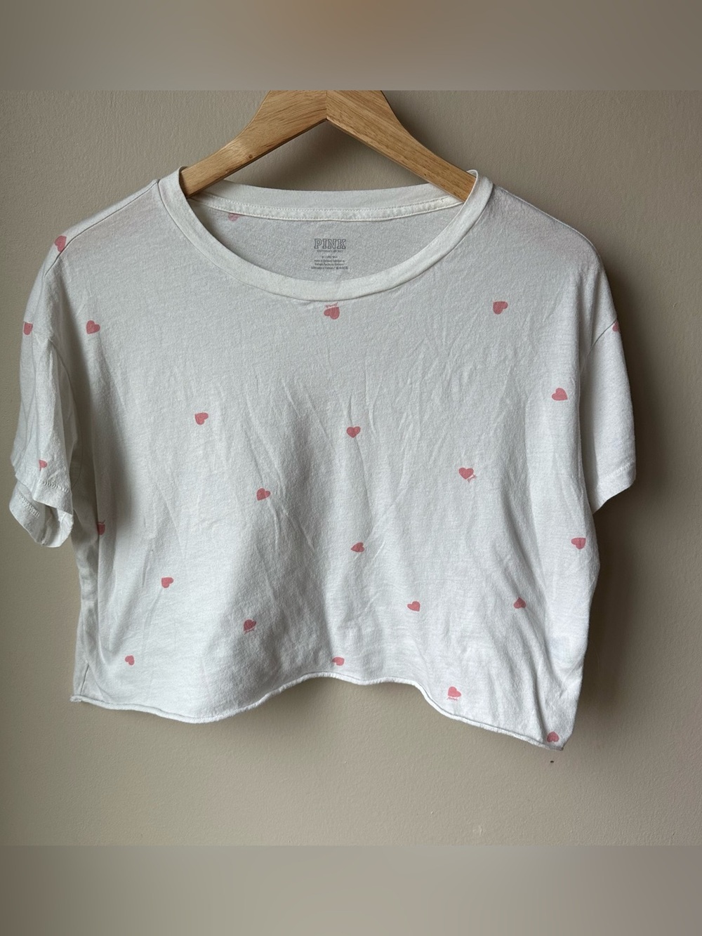 Victoria’s Secret PINK hearts cropped tee cotton and modal blend